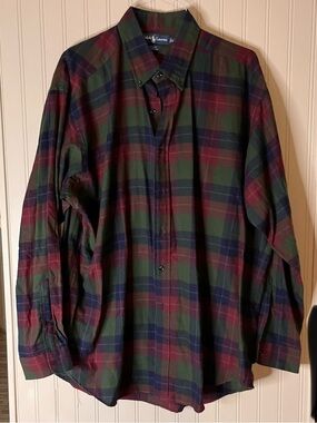 Ralph Lauren Blake Plaid Button Down Flannel Shirt Mens XL Long Sleeve Pony
